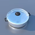 Clear Lid Cooking Pot With Black Handles Top Knob And Silver Body