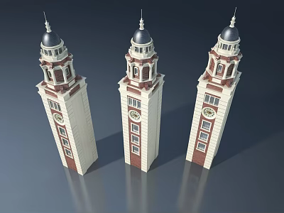 Classic Clock Towers Featuring Side Hung Doors And Dome Roof Design 3d model