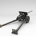 Vintage Military Weapon Old Cannon With Metal Wheels Long Barrel And Wooden Carriage