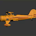 Yellow Biplane Model With Black Wings Tail And Detailed Propeller On Dark Background