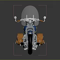 Vintage Blue Motorcycle Featuring Orange Seat Saddlebag Chrome Details And Transparent Windshield