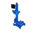 Blue Mobile Industrial Equipment Featuring Display Screen Stand And Conveyor 3d model