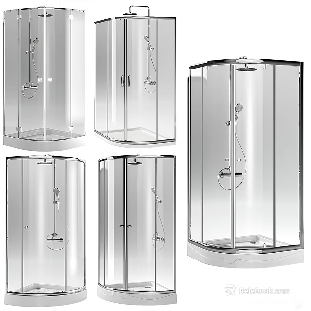 Modern Bathroom Shower Enclosure Combination With Clear Glass And Multiple Designs 3d model 