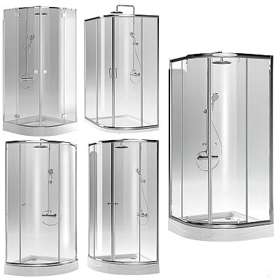 Modern Bathroom Shower Enclosure Combination With Clear Glass And Multiple Designs 3d model