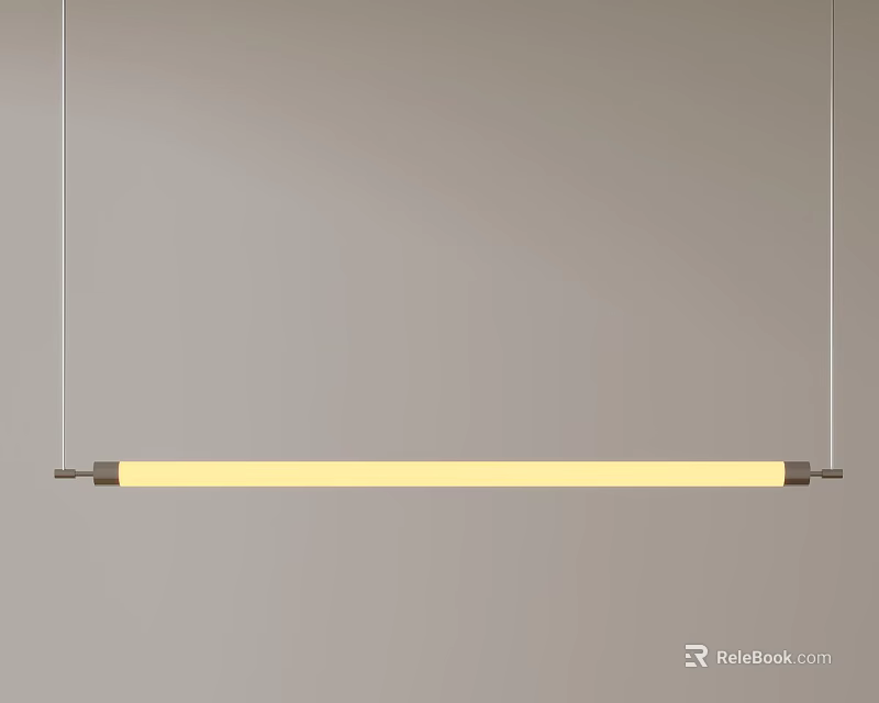 Modern Hanging Pendant Light With Long LED Strip And Metal Frame Design 3d model 