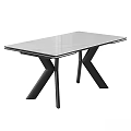 Modern Dining Table With Sleek Glass Top And Black X Shaped Legs