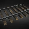 Train Traveling on Railroad Tracks with Wooden Sleepers and Steel Rails