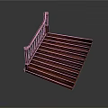 Wooden Staircase With Brown Handrail And White Baluster Decoration On Dark Steps