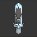 Light Blue Scooter with Black Seat and Silver Mirrors on Black Reflective Surface