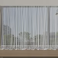 White Sheer Curtains in Modern Living Room with Natural Light City View and Green Plants