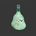 Elegant Pear Shaped Wine Bottle And Glass With Hermos Label Brown Cap Reflective Gray Background