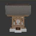 Traditional Wooden Pavilion Model With Tile Roof Wooden Structure And White Pedestal