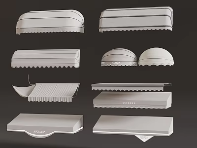 Different Types Of Awnings With Various Designs And Styles Showcasing Multiple Shapes 3d model