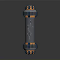 Futuristic Weapon Cylinder Shaped Design With Blue Glowing Core And Cracked Texture