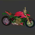 Red Sporty Motorcycle With Modern Sleek Design Black Accents And Yellow Forks