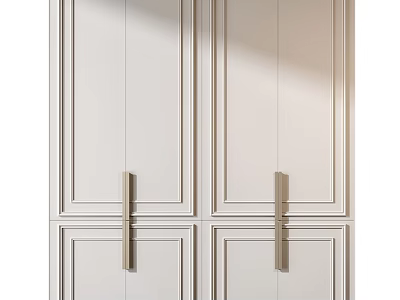 Elegant Modern White Wardrobe Design With Gold Handles And Panel Doors 3d model