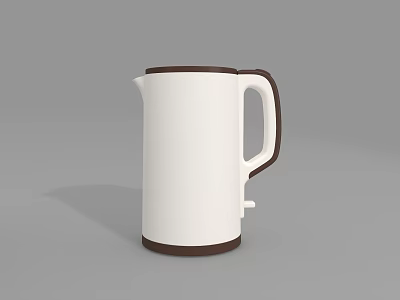 White Body Electric Kettle With Brown Rim And Handle For Daily Use Appliance 3d model