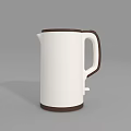 White Body Electric Kettle With Brown Rim And Handle For Daily Use Appliance