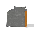 Modern Single Sofa With Gray Main Body Orange Side Panel And Comfortable Cushion Design