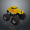 Rough Off Road Terrain For Yellow Bigfoot Monster Truck With Large Tires
