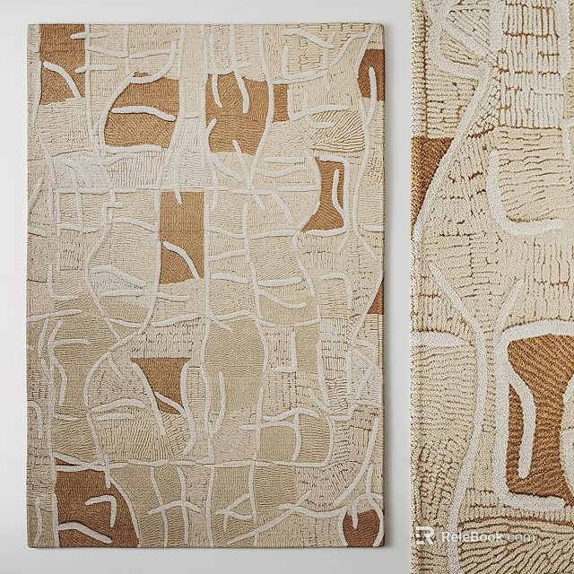 Square Rugs With Abstract Beige And Brown Patterns For Modern Home Decor 3d model