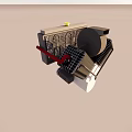 Two-cylinder engine with drive and fan 3d model