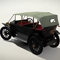 Vintage Classic Car With Soft Top Red Seats And Gold Front Grille