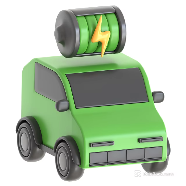 Green Electric Toy Car with Battery and Lightning Symbol for Kids Fun Play 3d model 