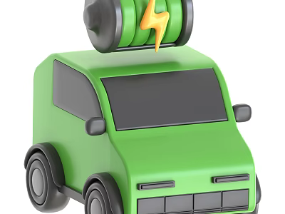 Green Electric Toy Car with Battery and Lightning Symbol for Kids Fun Play 3d model