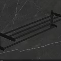Black Metal Wall Mounted Bathroom Towel Rack For Hanging Towels On Marble Wall