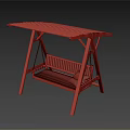 Wooden Canopy Swing Chair With Bench Style Seat And Outdoor Cushion For Garden Patio
