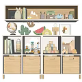 Modern Decorative Cabinet with Various Toys Books Storage Drawers and Decorations