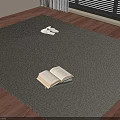 Cozy Square Rug On Wooden Floor With Open Book And Slippers Near Window