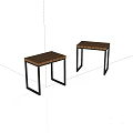 Minimalist Modern Wooden Stools With Black Metal Frame And Slatted Seat
