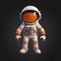 3D Astronaut Figure in White and Orange Space Suit with Helmet Design