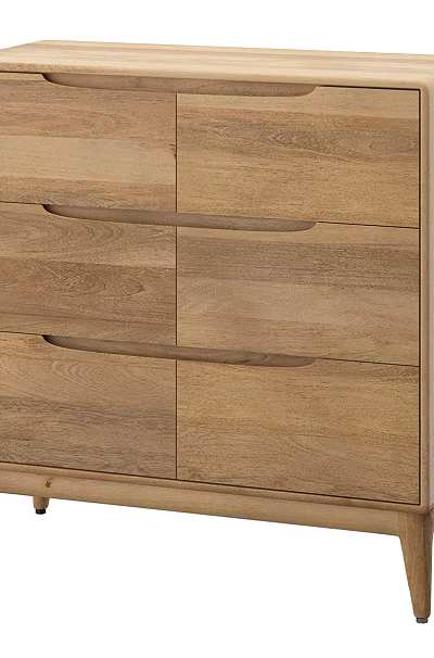 Minimalist Natural Wood Entryway Side Cabinet With Drawers And Tapered Legs 3d model