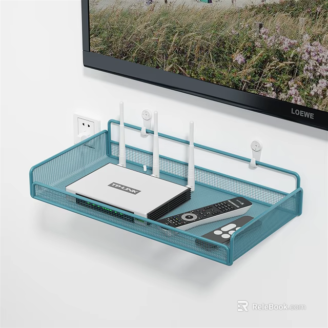 Wall Mounted Cabinet Shelf For Router Remote Control And TV Storage 3d model 