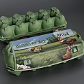 Green Paper Egg Carton With Collected Label And Chicken Illustrations For Egg Collection