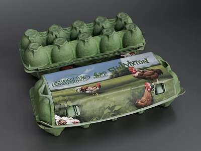 Modern Realistic Egg Box Egg Box Box Carton Box Egg Food Grass Egg 3d model