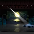 Stage Design Featuring Large Screen Full Moon Water Reflection Spotlight And Decorative Trees