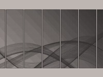 Grid Like Structural Components With Vertically Arranged Panels And Intersecting Curves 3d model