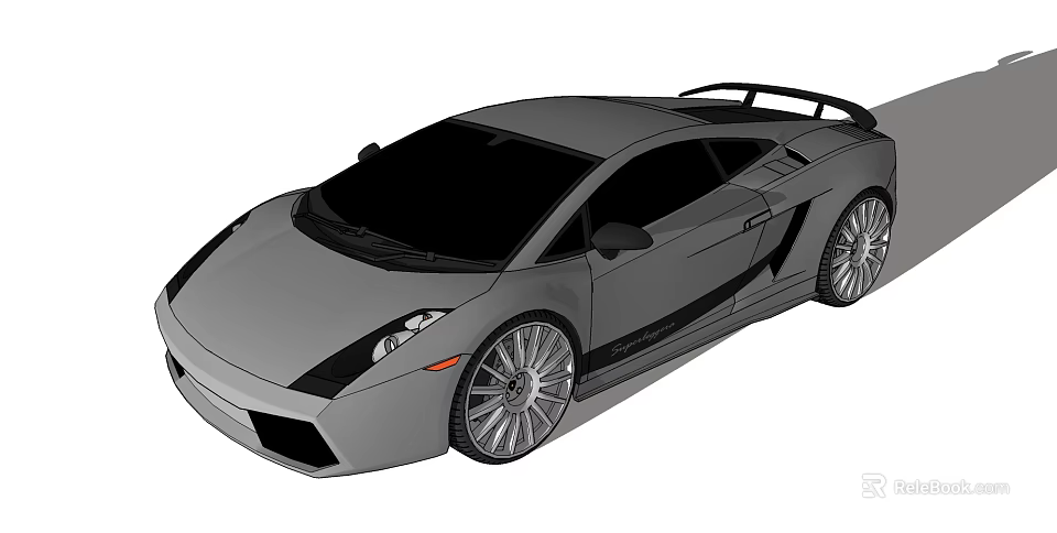 Gray Sports Car With Sleek Design Large Alloy Wheels And Rear Spoiler 3d model 