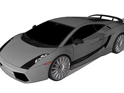 Gray Sports Car With Sleek Design Large Alloy Wheels And Rear Spoiler 3d model