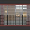 Modern Architectural Structure With Metal Grid Yellow Seats And Red Base Design