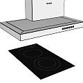 Modern Kitchen Cabinets Featuring Stainless Steel Range Hood And Black Induction Cooktop 3d model