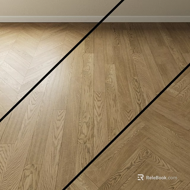 Light Wooden Floor Interior Design With Herringbone Pattern And Natural Texture 3d model