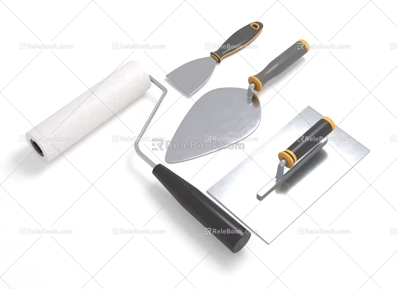 Paint tool brush paint tool putty tool white tool putty scraper trowel putty knife 3d model