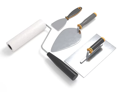 Paint tool brush paint tool putty tool white tool putty scraper trowel putty knife 3d model