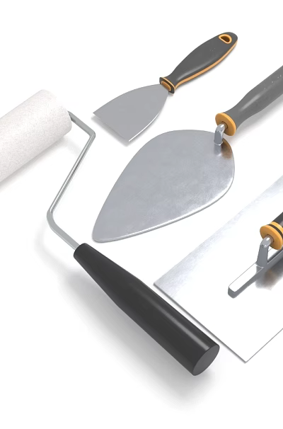 Essential Hardware Tools Set Including Trowel Paint Roller And Scraper For Home Renovation Projects 3d model