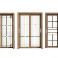 Wooden Frame Sliding Doors With Different Glass Panel Patterns For Interior Design 3d model